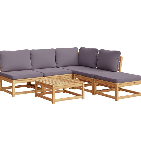 6-tlg. Garten-Lounge-Set mit Kissen Massivholz Akazie