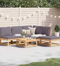 6-tlg. Garten-Lounge-Set mit Kissen Massivholz Akazie