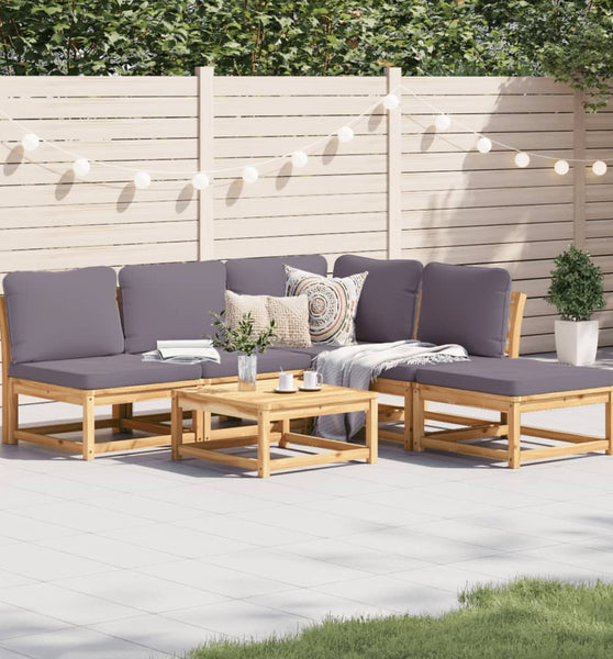 6-tlg. Garten-Lounge-Set mit Kissen Massivholz Akazie