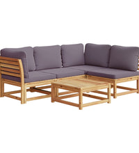 5-tlg. Garten-Lounge-Set mit Kissen Massivholz Akazie