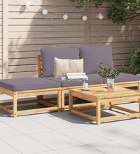 4-tlg. Garten-Lounge-Set mit Kissen Massivholz Akazie