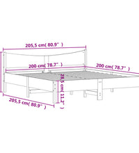 Massivholzbett ohne Matratze Weiß 200x200 cm Kiefernholz
