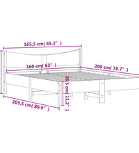 Massivholzbett ohne Matratze Weiß 160x200 Kiefernholz