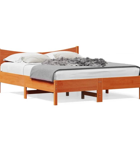 Massivholzbett ohne Matratze Wachsbraun 160x200 Kiefernholz