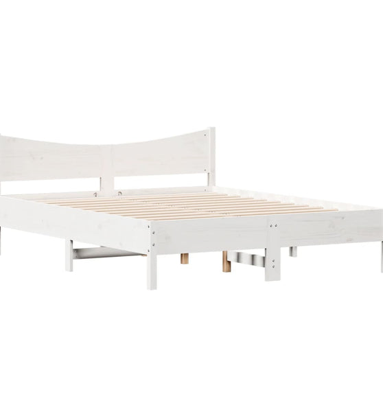Massivholzbett ohne Matratze Weiß 150x200 cm Kiefernholz