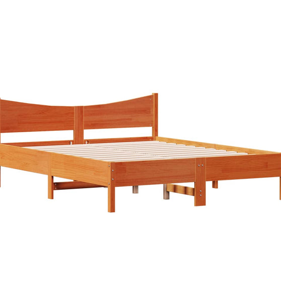 Massivholzbett ohne Matratze Wachsbraun 150x200 cm Kiefernholz