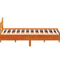Massivholzbett ohne Matratze Wachsbraun 150x200 cm Kiefernholz