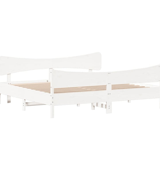 Massivholzbett ohne Matratze Weiß 200x200 cm Kiefernholz