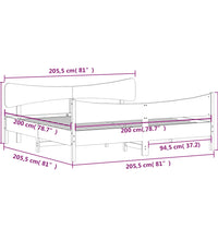 Massivholzbett ohne Matratze Weiß 200x200 cm Kiefernholz