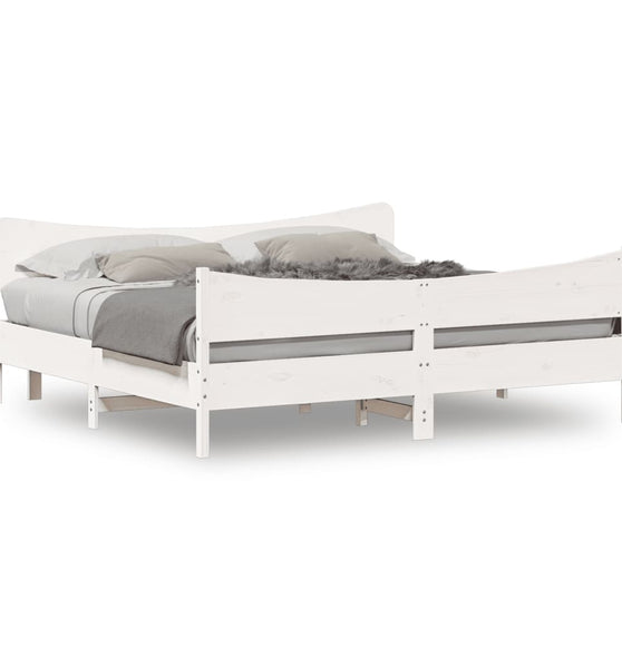 Massivholzbett ohne Matratze Weiß 200x200 cm Kiefernholz