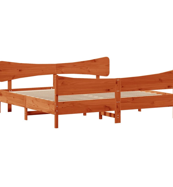 Massivholzbett ohne Matratze Wachsbraun 200x200 Kiefernholz