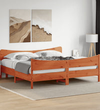 Massivholzbett ohne Matratze Wachsbraun 200x200 Kiefernholz