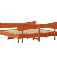 Massivholzbett ohne Matratze Wachsbraun 200x200 Kiefernholz