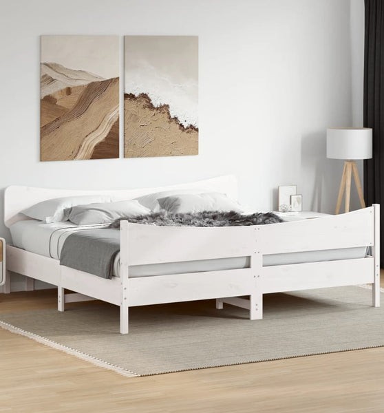Massivholzbett ohne Matratze Weiß 180x200 cm Kiefernholz
