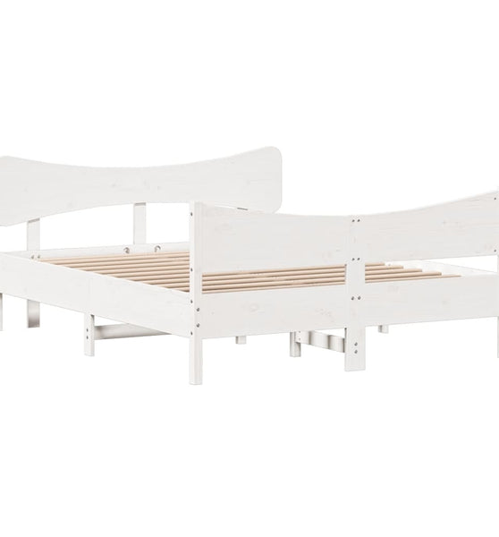 Massivholzbett ohne Matratze Weiß 160x200 Kiefernholz