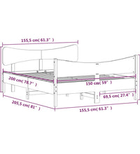 Massivholzbett ohne Matratze Weiß 150x200 cm Kiefernholz