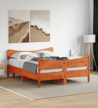 Massivholzbett ohne Matratze Wachsbraun 150x200 cm Kiefernholz