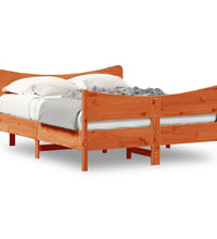Massivholzbett ohne Matratze Wachsbraun 150x200 cm Kiefernholz