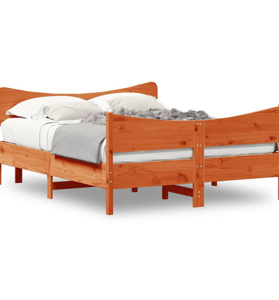 Massivholzbett ohne Matratze Wachsbraun 150x200 cm Kiefernholz