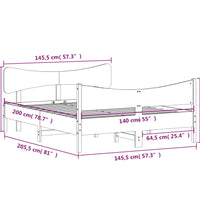 Massivholzbett ohne Matratze Wachsbraun 140x200 cm Kiefernholz