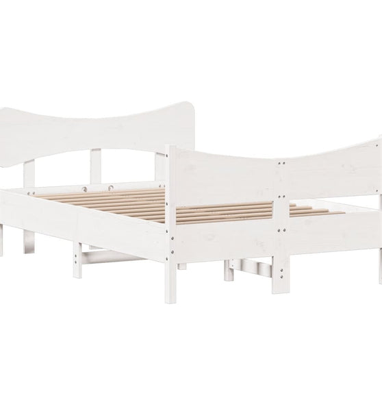 Massivholzbett ohne Matratze Weiß 120x200 cm Kiefernholz
