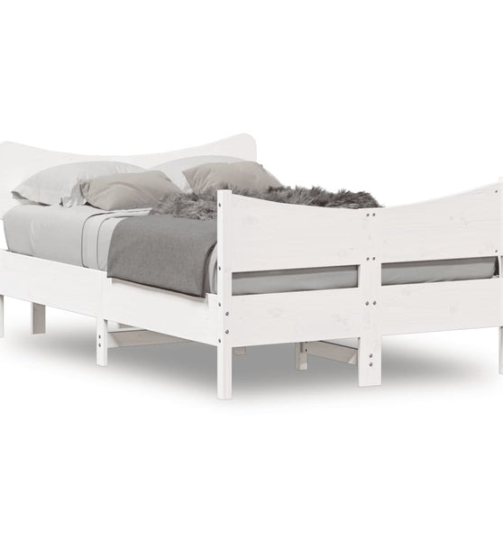 Massivholzbett ohne Matratze Weiß 120x200 cm Kiefernholz