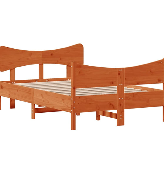 Massivholzbett ohne Matratze Wachsbraun 120x200 cm Kiefernholz