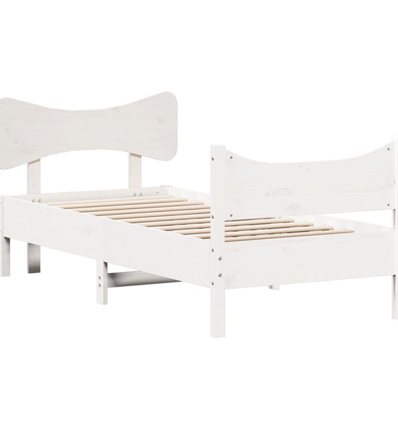 Massivholzbett ohne Matratze Weiß 90x200 cm Kiefernholz