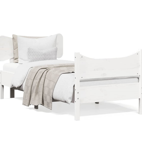 Massivholzbett ohne Matratze Weiß 90x200 cm Kiefernholz