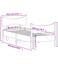 Massivholzbett ohne Matratze Wachsbraun 90x200 Kiefernholz