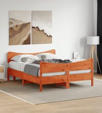 Massivholzbett ohne Matratze Wachsbraun 140x190 cm Kiefernholz