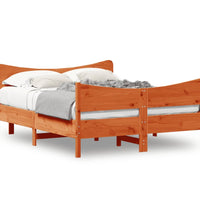 Massivholzbett ohne Matratze Wachsbraun 140x190 cm Kiefernholz