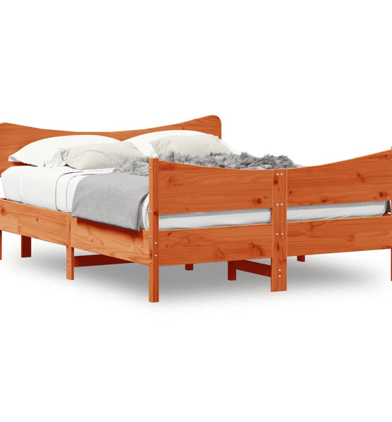 Massivholzbett ohne Matratze Wachsbraun 140x190 cm Kiefernholz
