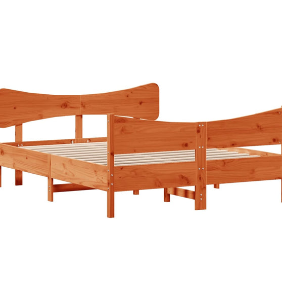 Massivholzbett ohne Matratze Wachsbraun 135x190 cm Kiefernholz
