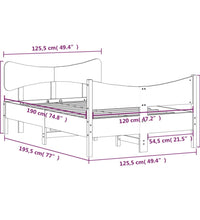 Massivholzbett ohne Matratze Weiß 120x190 cm Kiefernholz
