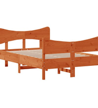 Massivholzbett ohne Matratze Wachsbraun 120x190 cm Kiefernholz