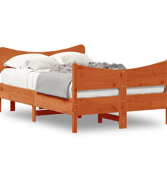 Massivholzbett ohne Matratze Wachsbraun 120x190 cm Kiefernholz