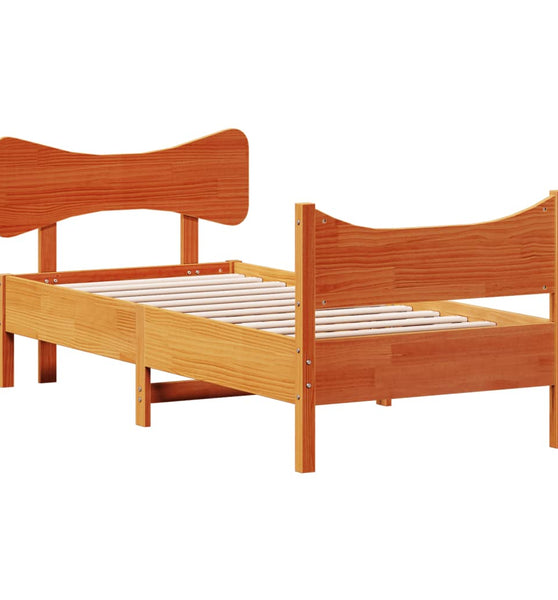 Massivholzbett ohne Matratze Wachsbraun 90x190 cm Kiefernholz
