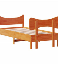 Massivholzbett ohne Matratze Wachsbraun 90x190 cm Kiefernholz