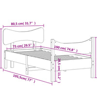 Massivholzbett ohne Matratze 75x190 cm Kiefernholz