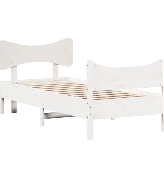 Massivholzbett ohne Matratze Weiß 75x190 cm Kiefernholz