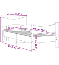 Massivholzbett ohne Matratze Wachsbraun 75x190 cm Kiefernholz