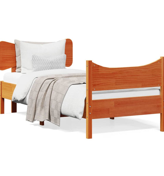 Massivholzbett ohne Matratze Wachsbraun 75x190 cm Kiefernholz
