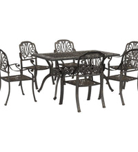 7-tlg. Garten-Essgruppe Bronzen Aluminiumguss
