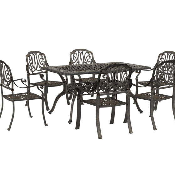 7-tlg. Garten-Essgruppe Bronzen Aluminiumguss