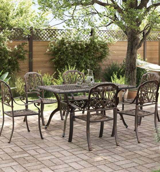 7-tlg. Garten-Essgruppe Bronzen Aluminiumguss