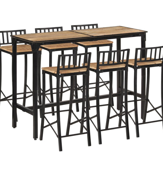 7-tlg. Bar-Set Raues Mangoholz und Metall