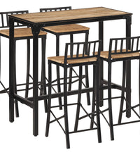 5-tlg. Bar-Set Raues Mangoholz und Metall