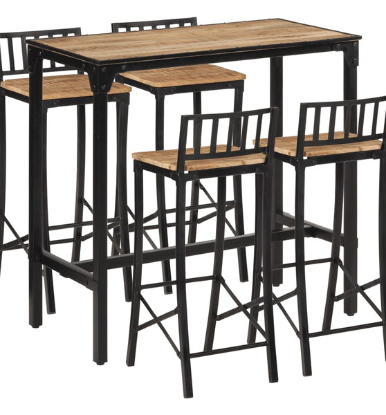 5-tlg. Bar-Set Raues Mangoholz und Metall