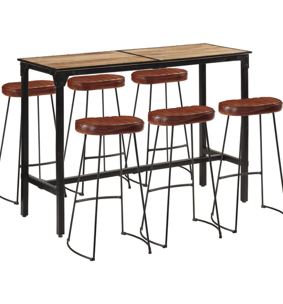 7-tlg. Bar-Set Raues Mangoholz und Metall